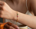 Minimalist 925 sterling silver birthstone bracelet, handmade by Artizian