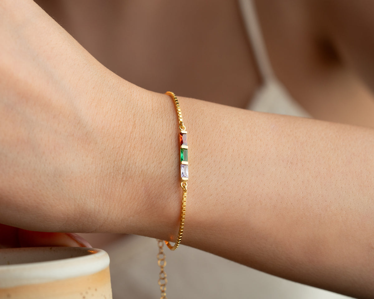 Stylish 925 sterling silver birthstone bracelet, made to order