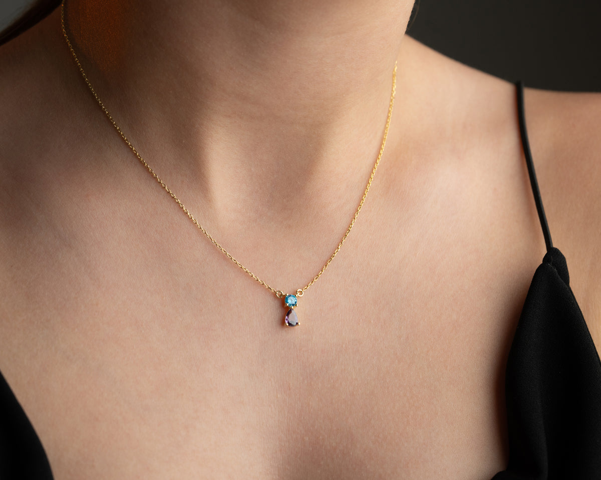 Dainty 925 sterling silver birthstone necklace for mom, made to order