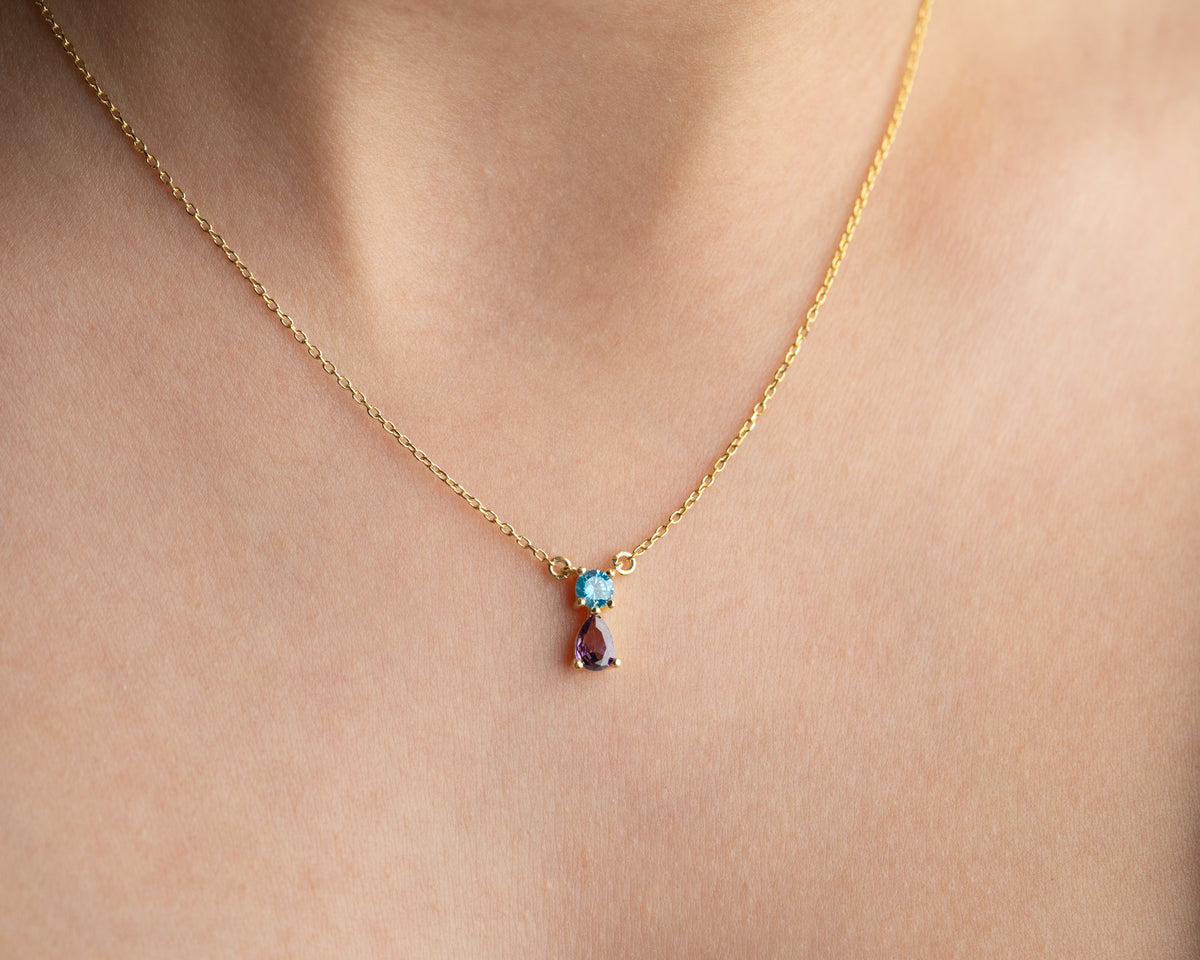 Dainty 925 sterling silver birthstone necklace for mom, crafted in the Artizian studio