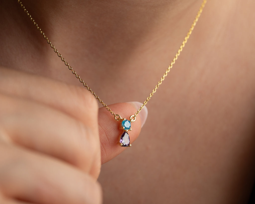 Dainty 925 sterling silver birthstone necklace for mom, a personalized jewelry gift