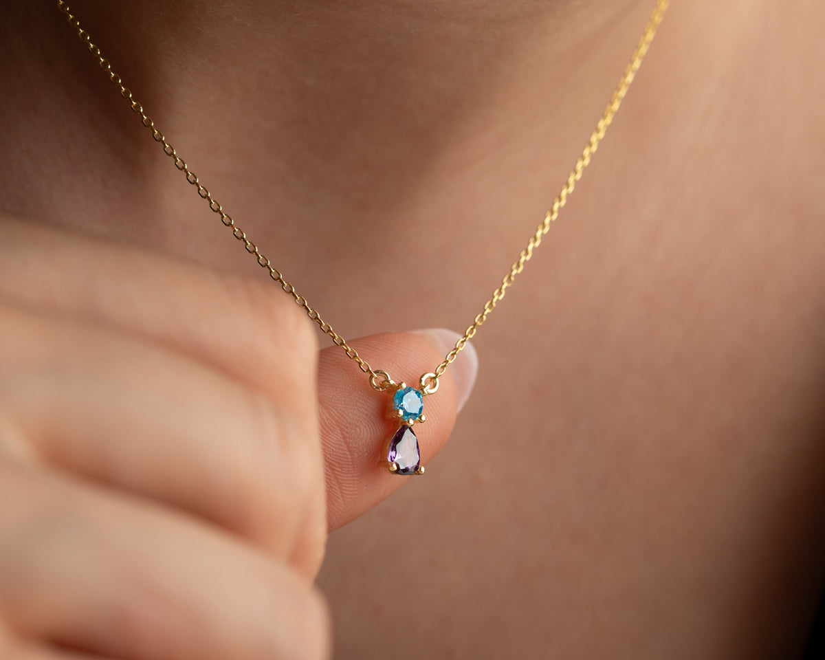 Dainty 925 sterling silver birthstone necklace for mom, a personalized jewelry gift