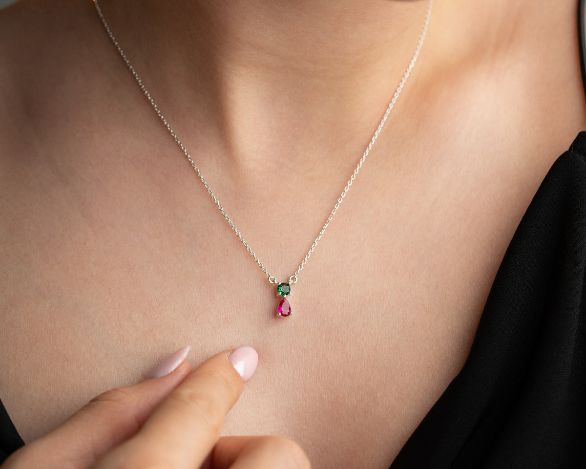 Dainty 925 sterling silver birthstone necklace for mom, a personalized jewelry gift