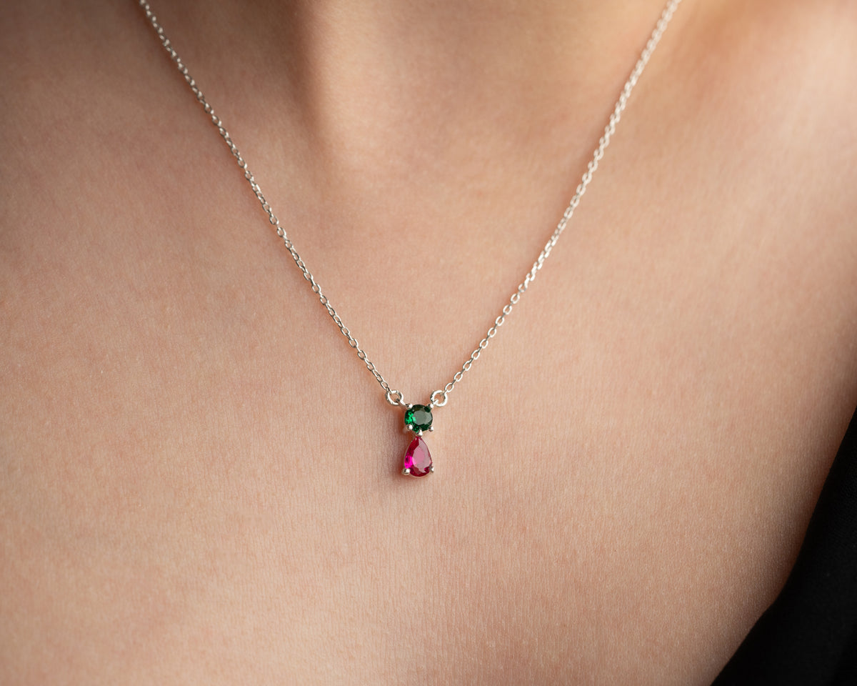 Dainty 925 sterling silver birthstone necklace for mom, Artizian handmade jewelry since 1999