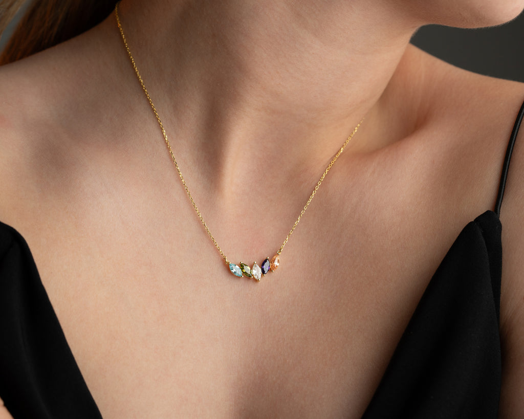 Custom 925 sterling silver birthstone necklace for mom, made to order