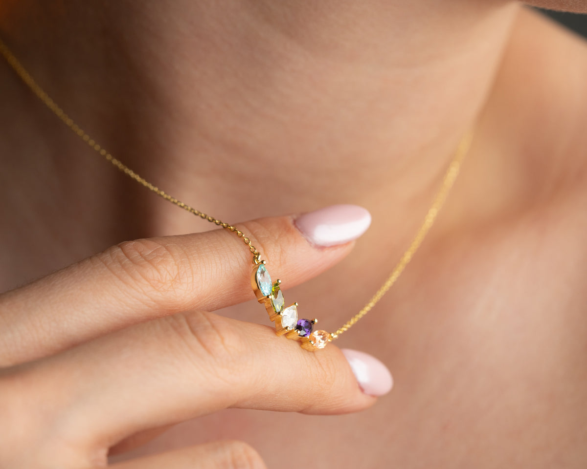 Custom 925 sterling silver birthstone necklace for mom, crafted in the Artizian studio
