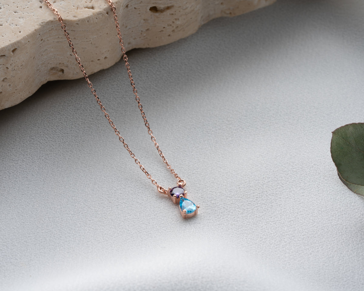 Dainty 925 sterling silver birthstone necklace for mom, made to order