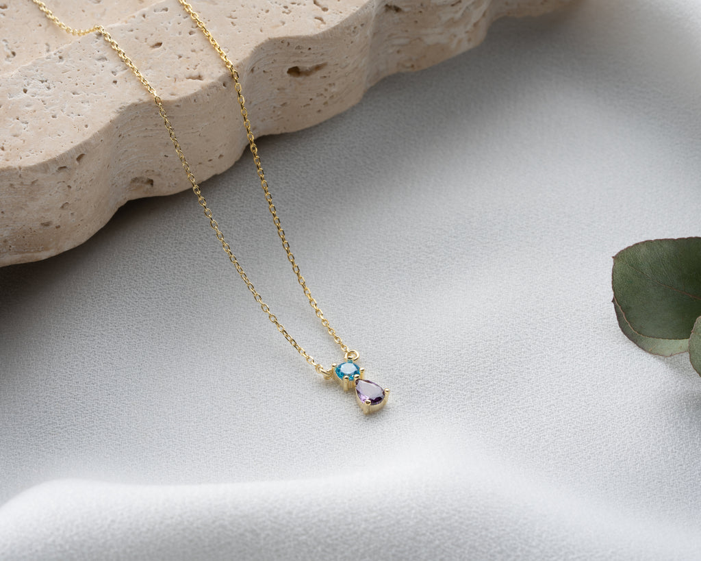 Dainty 925 sterling silver birthstone necklace for mom, Artizian handmade jewelry since 1999