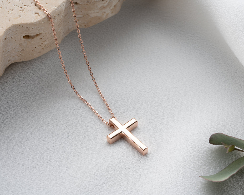 925 sterling silver cross pendant necklace, crafted in the Artizian studio