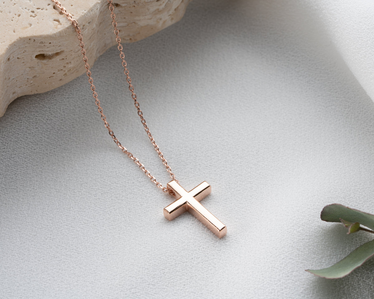 925 sterling silver cross pendant necklace, crafted in the Artizian studio