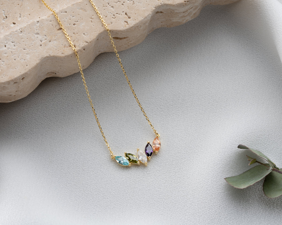 Custom 925 sterling silver birthstone necklace for mom, handmade by Artizian