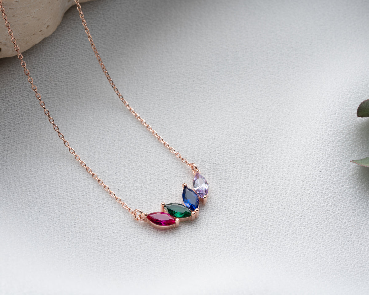 Custom 925 sterling silver birthstone necklace for mom, made to order