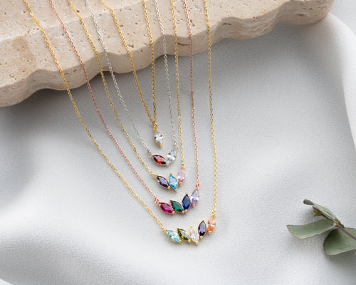 Custom 925 sterling silver birthstone necklace for mom, handmade by Artizian