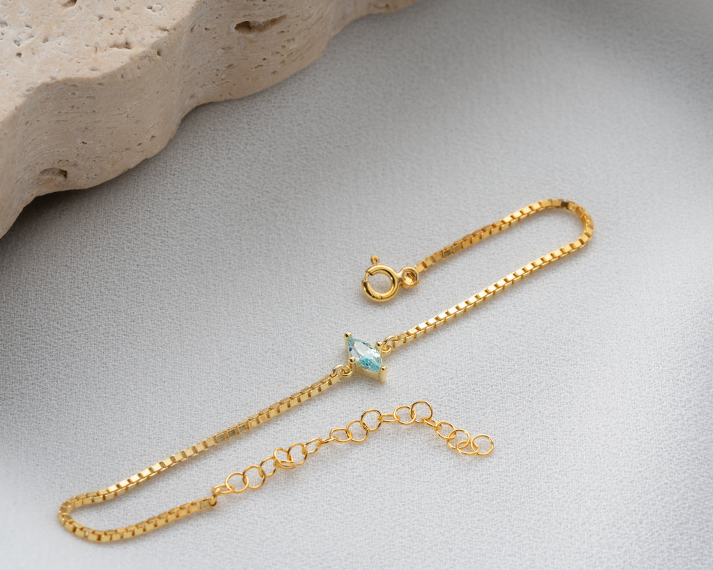 Minimalist 925 sterling silver birthstone bracelet, a personalized jewelry gift
