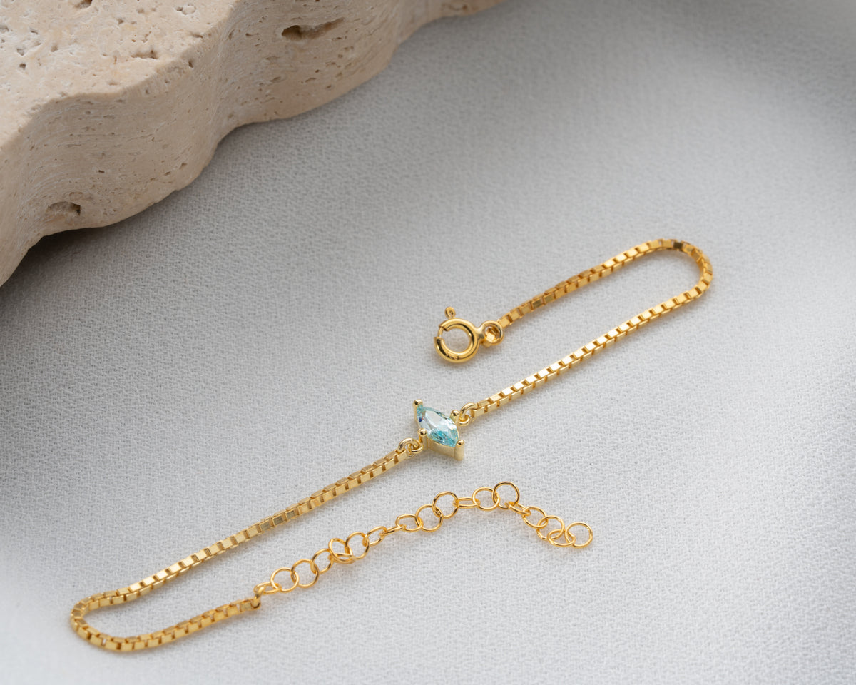 Minimalist 925 sterling silver birthstone bracelet, a personalized jewelry gift