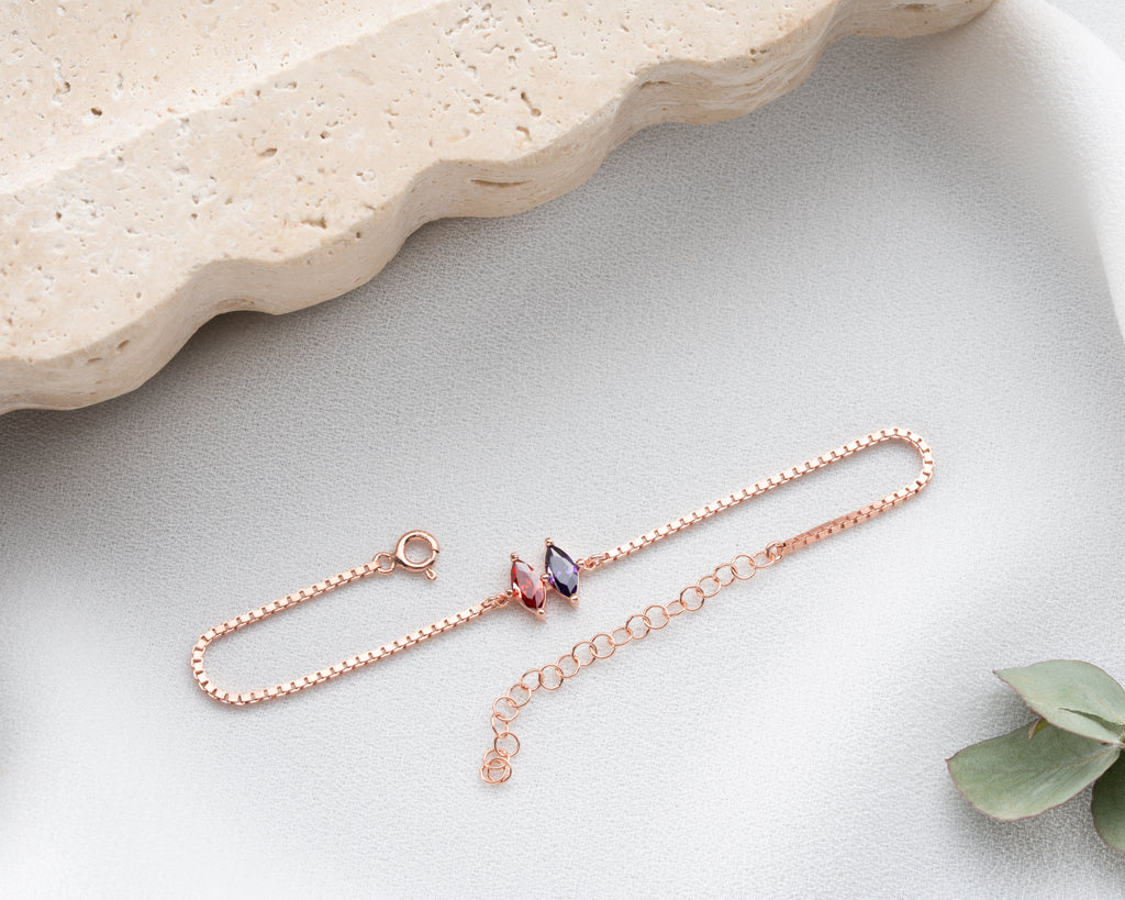 Minimalist 925 sterling silver birthstone bracelet, Artizian handmade jewelry since 1999