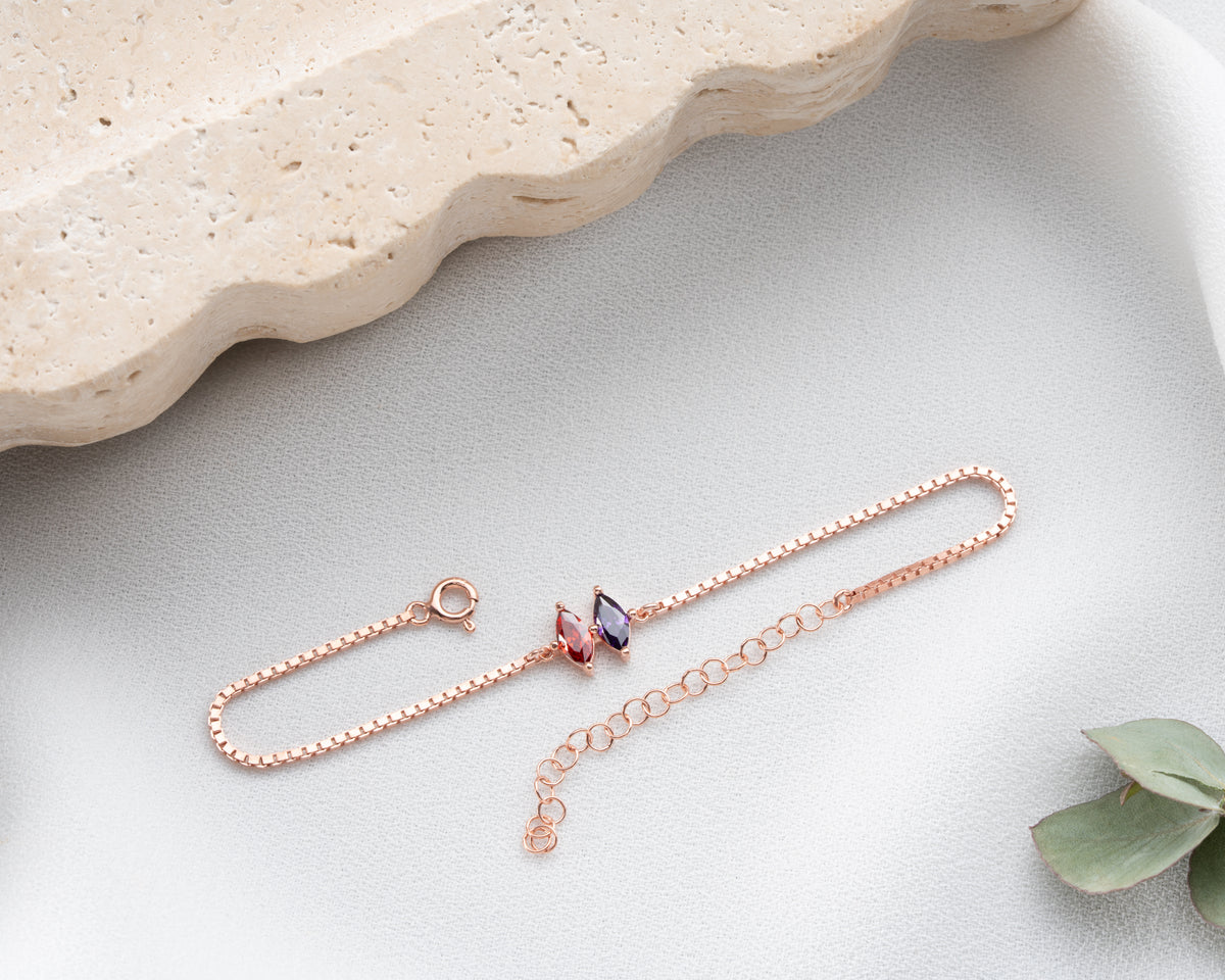 Minimalist 925 sterling silver birthstone bracelet, Artizian handmade jewelry since 1999