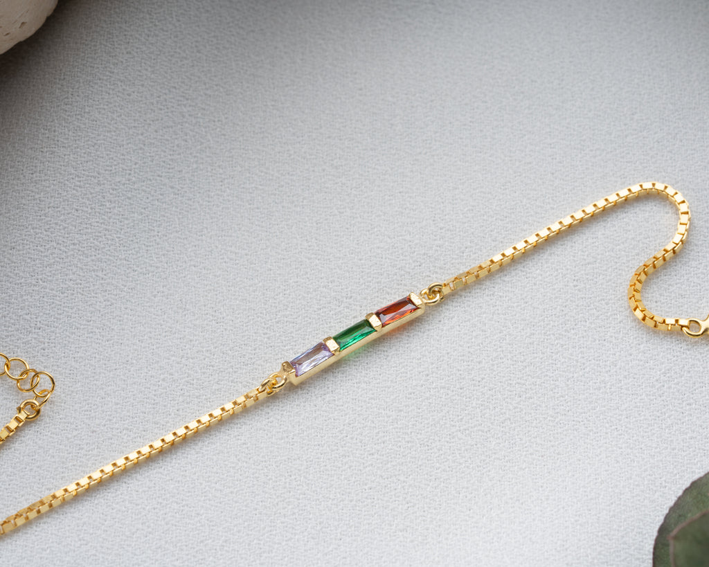 Stylish 925 sterling silver birthstone bracelet, Artizian handmade jewelry since 1999