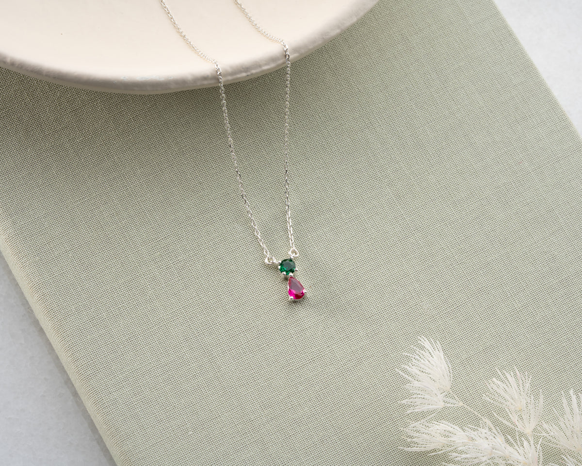 Dainty 925 sterling silver birthstone necklace for mom, crafted in the Artizian studio