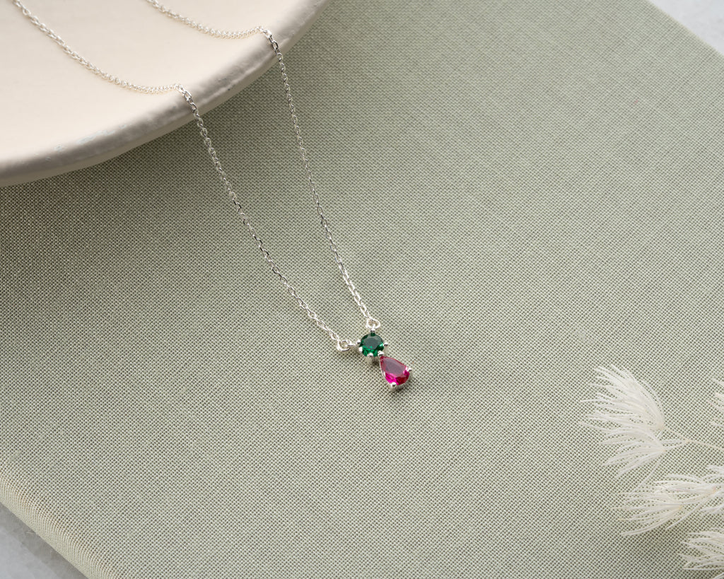 Dainty 925 sterling silver birthstone necklace for mom, a personalized jewelry gift