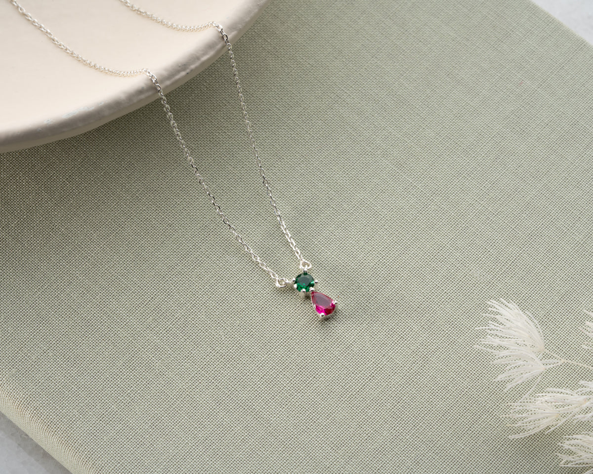 Dainty 925 sterling silver birthstone necklace for mom, a personalized jewelry gift