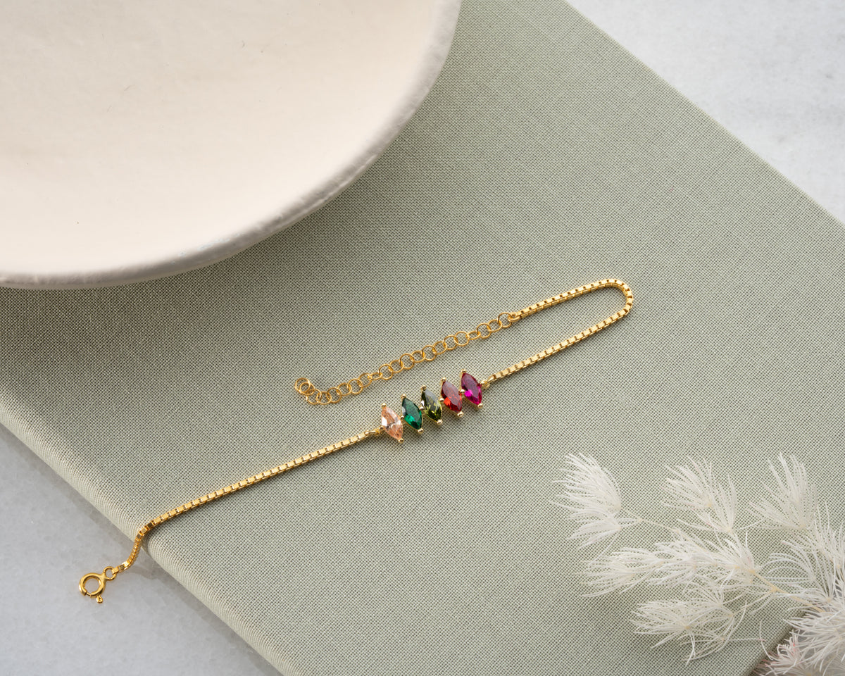 Minimalist 925 sterling silver birthstone bracelet, crafted in the Artizian studio