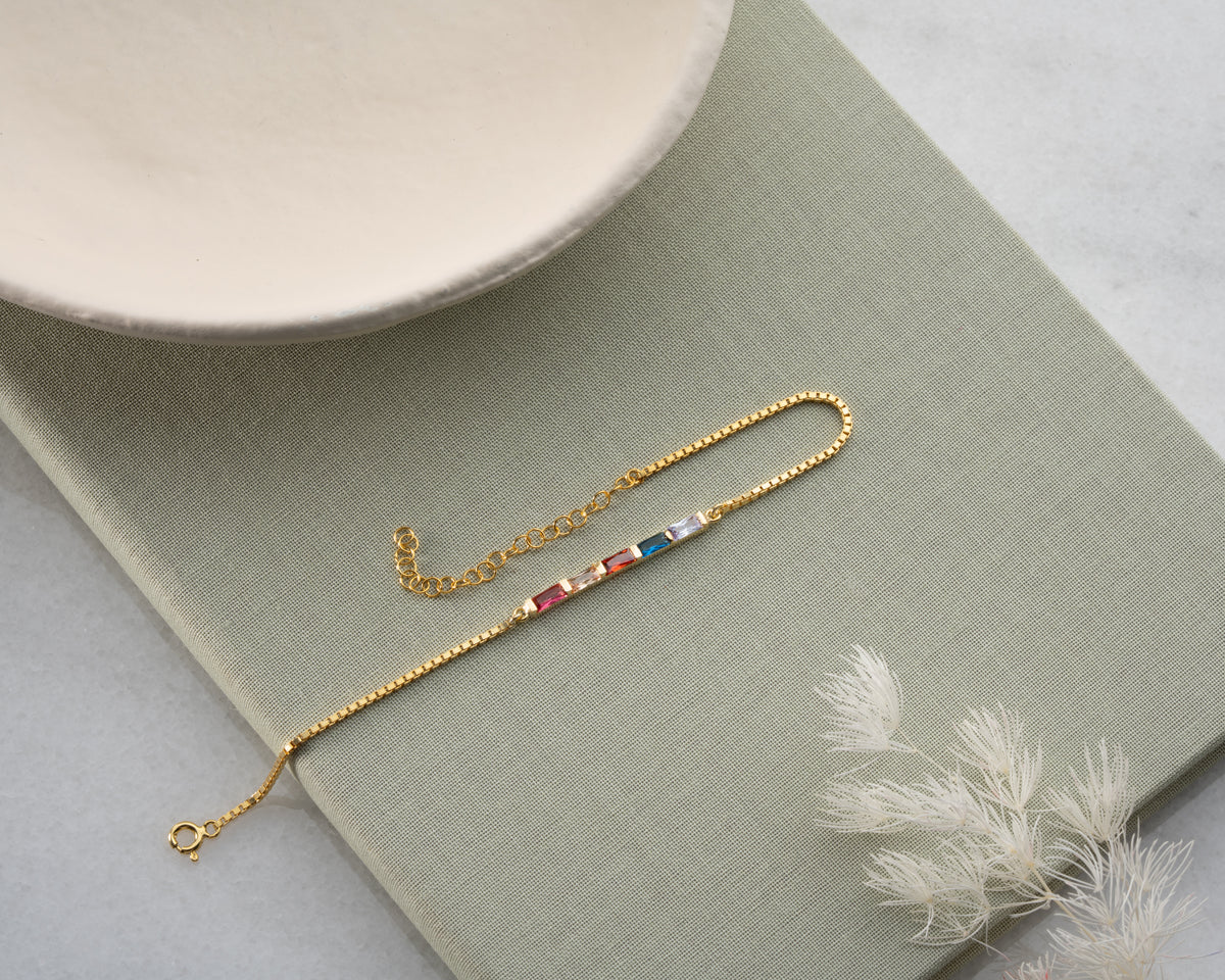 Stylish 925 sterling silver birthstone bracelet, a personalized jewelry gift