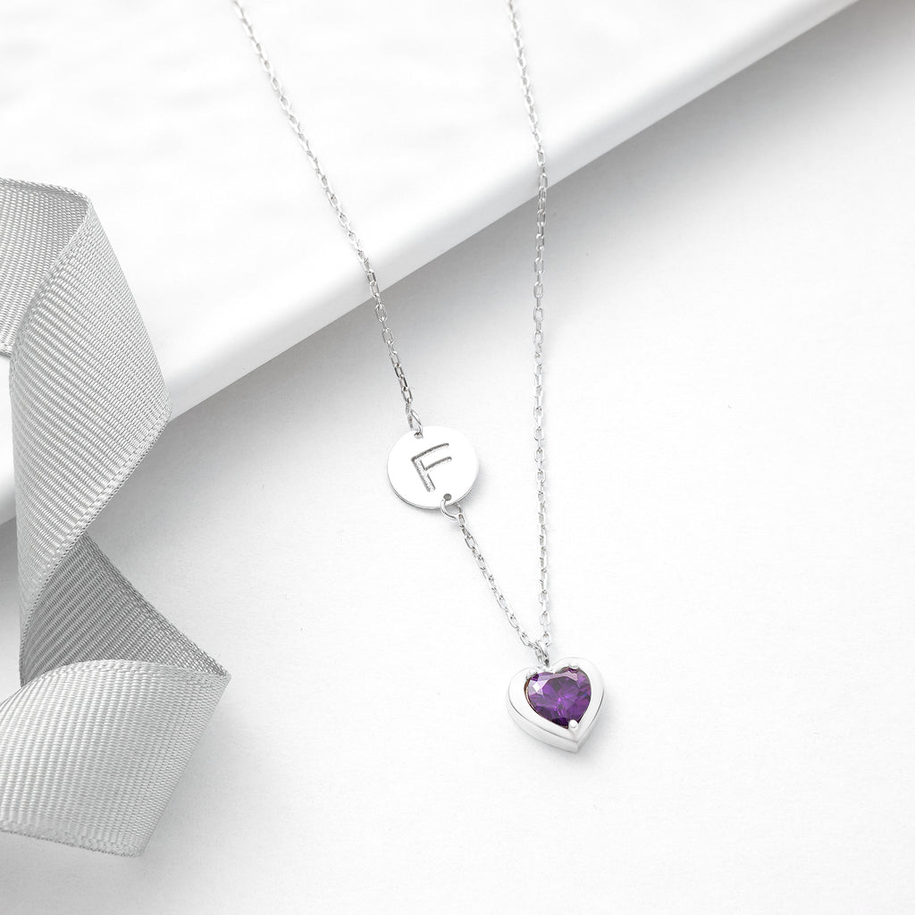 Minimalist initial necklace with birthstone, a personalized jewelry gift