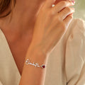 Heart charm birthstone name bracelet, handmade by Artizian