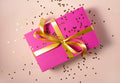 Gift wrapped present with ribbon