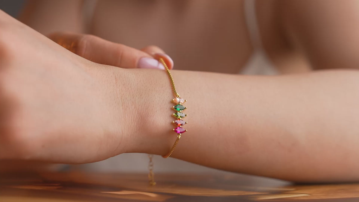 Video of Minimalist Chic Birthstone Bracelet, handmade by Artizian