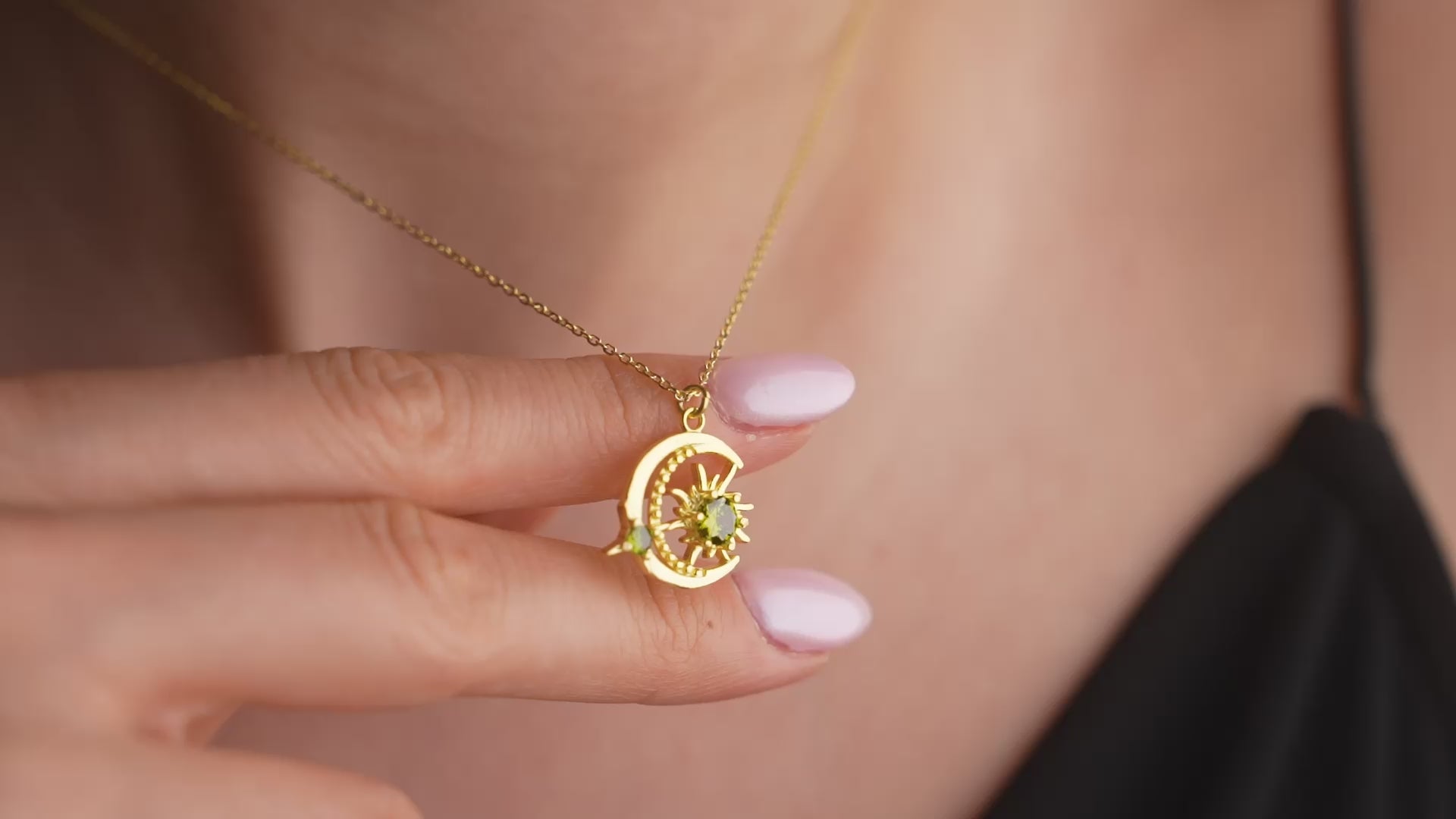 Video of Moon and Sun Necklace, handmade by Artizian