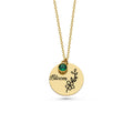 Personalized birth flower name necklace with birth month pendant, handmade by Artizian