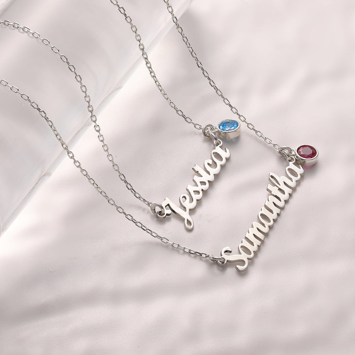 Script name necklace with birthstone, a personalized jewelry gift