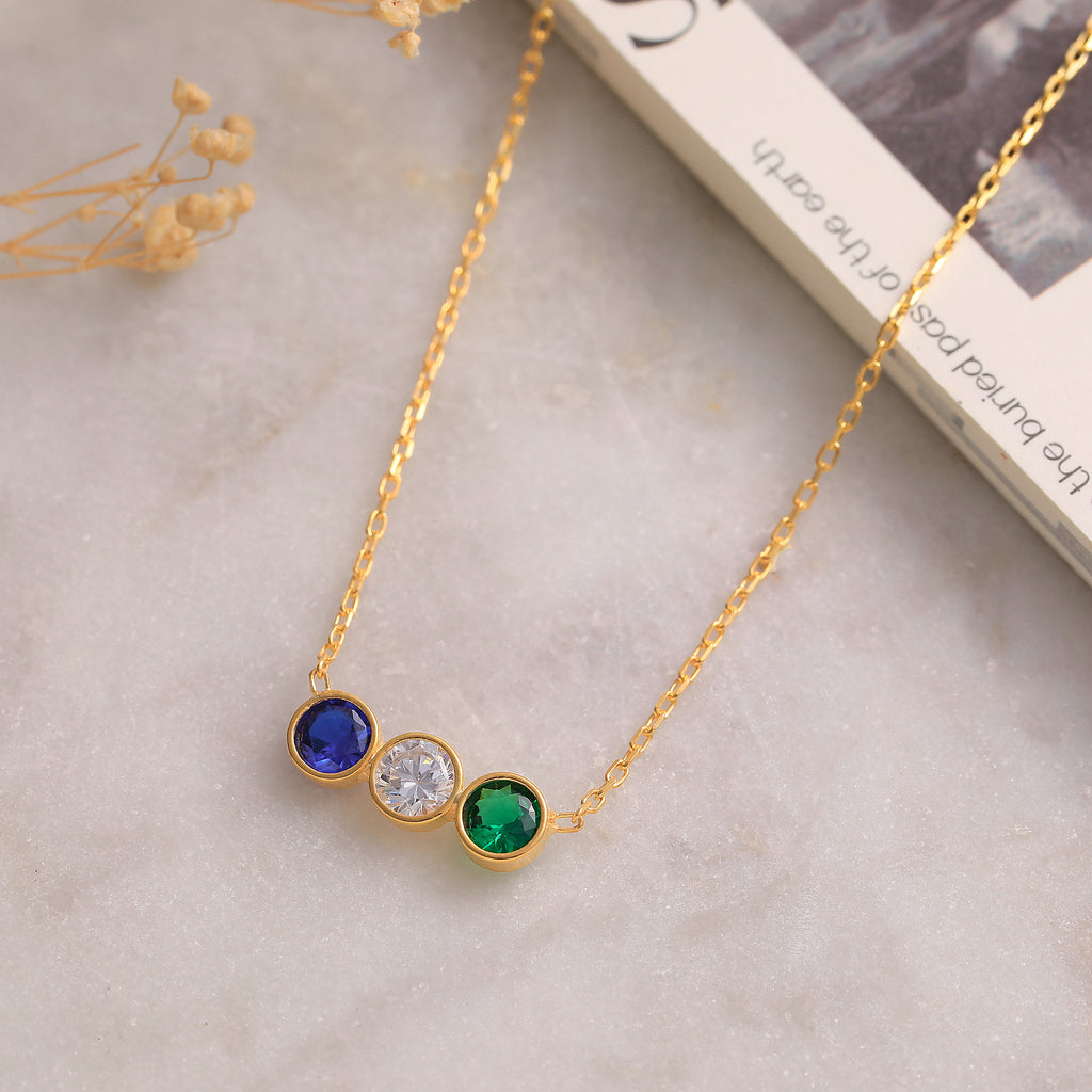 Minimalist 925 sterling silver birthstone necklace with charms, handmade by Artizian