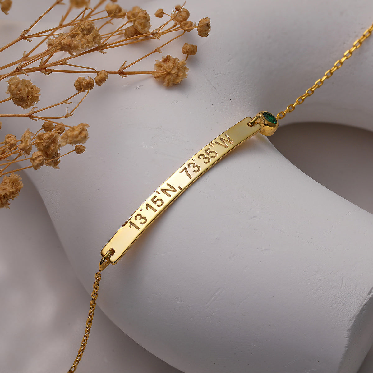 Women's name plate bracelet with birthstone, made to order