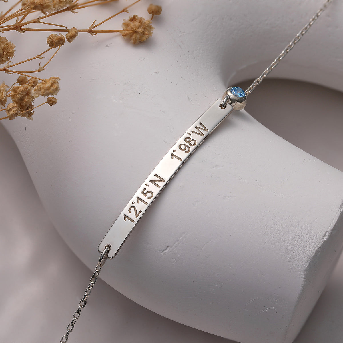 Women's name plate bracelet with birthstone, crafted in the Artizian studio