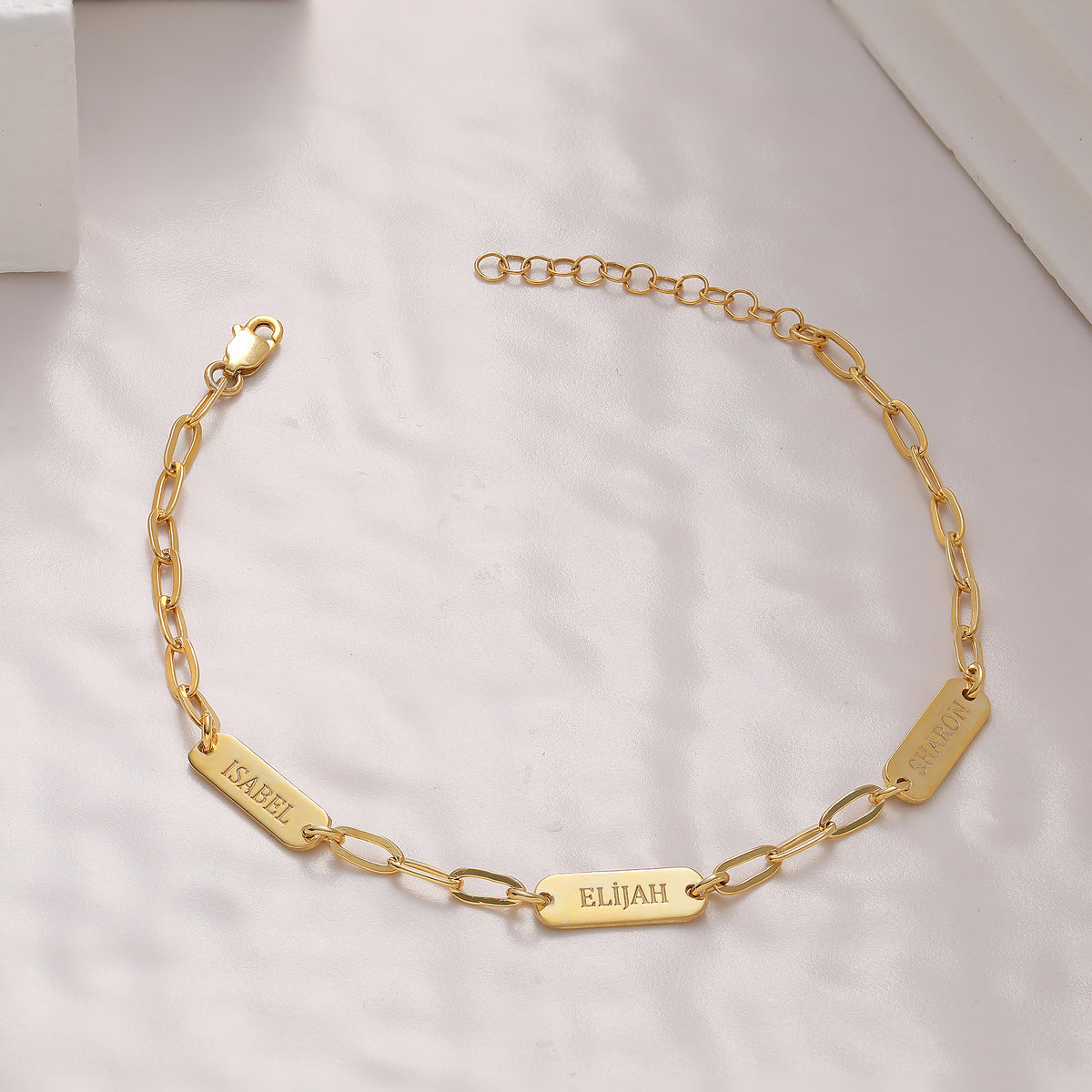 Paperclip chain bracelet with personalized engraved charms, made to order